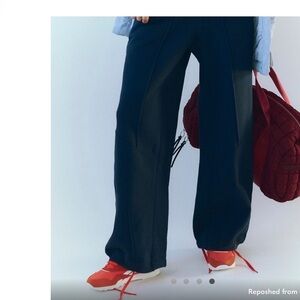 Free People A Cut Above Wide-Leg Sweatpants - Dark Blue - M